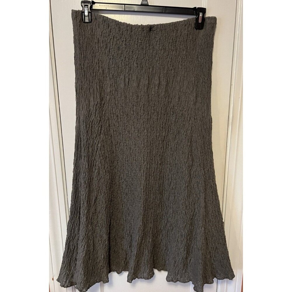 Chesca Skirt Gray Textured Flowing Size 18 Lined Elastic Waistband